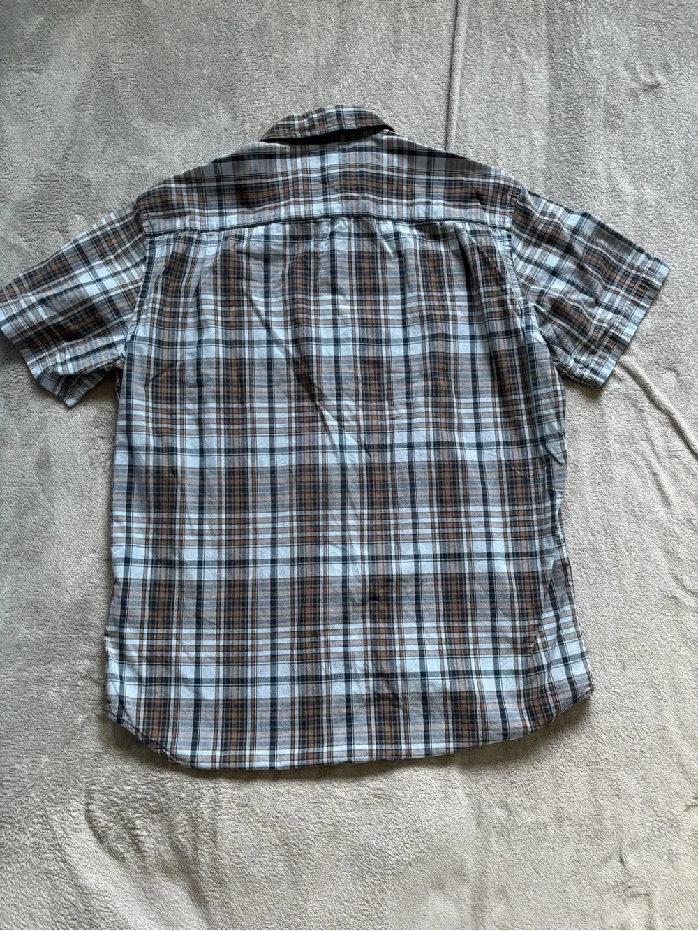 J.Crew Men’s Short Sleeve Blue Multicolor Plaid Button Up Shirt Size Medium Y2K